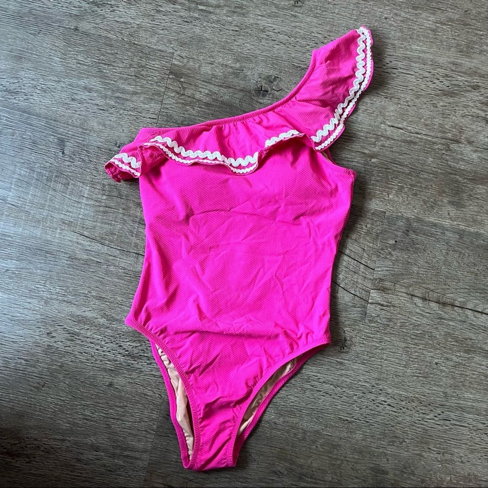 J. Crew One-shoulder Ruffle One-piece Swimsuit - Pink - Size 2